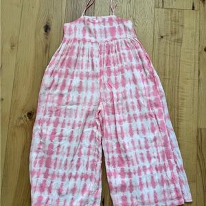 Janie and Jack Pink and White Tie-Dye Jumpsuit